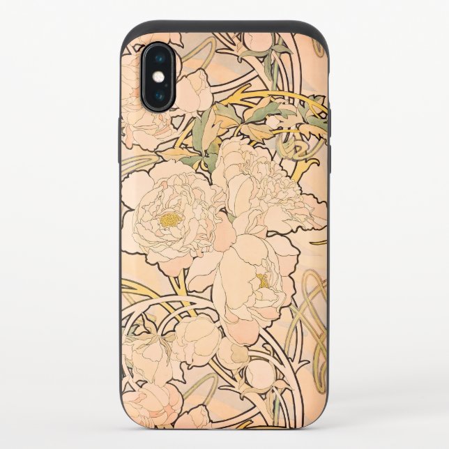 Alfonse Mucha Art Nouveau Peonies Uncommon iPhone Case (Back)