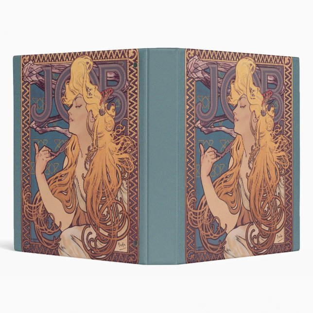 Alfonse Mucha Job Art Nouveau woman 3 Ring Binder (Background)