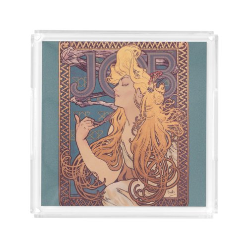 Alfonse Mucha Job Art Nouveau woman Acrylic Tray