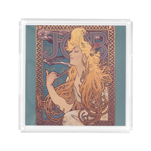 Alfonse Mucha Job Art Nouveau woman Acrylic Tray (Front)