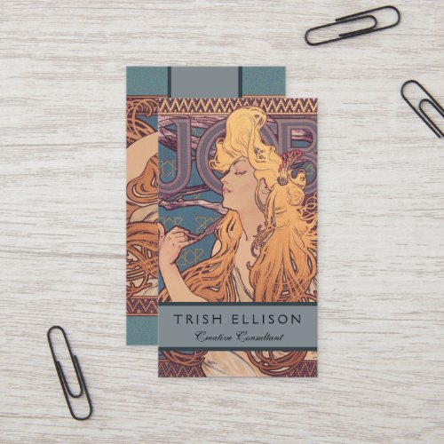 Alfonse Mucha Job Art Nouveau woman Business Card