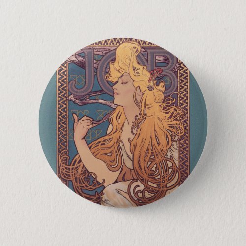 Alfonse Mucha Job Art Nouveau woman Button