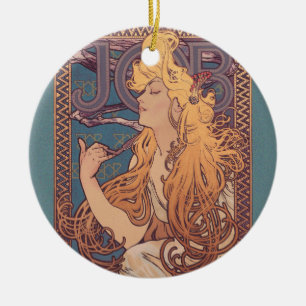 Alfonse Mucha Job Art Nouveau woman Ceramic Ornament