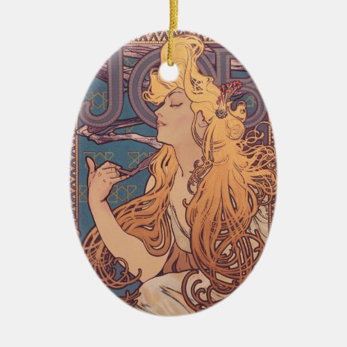 Alfonse Mucha Job Art Nouveau woman Ceramic Ornament