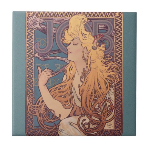 Alfonse Mucha Job Art Nouveau woman Ceramic Tile