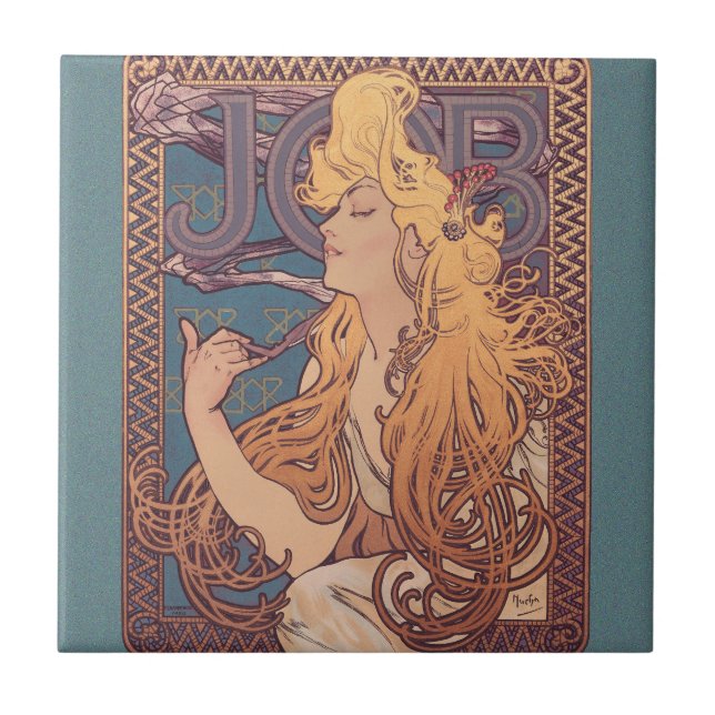 Alfonse Mucha Job Art Nouveau woman Ceramic Tile (Front)