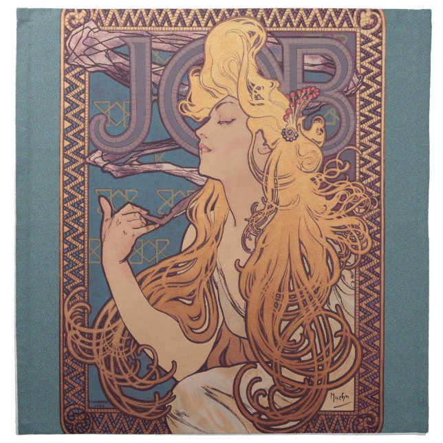 Alfonse Mucha Job Art Nouveau woman Cloth Napkin (Front)