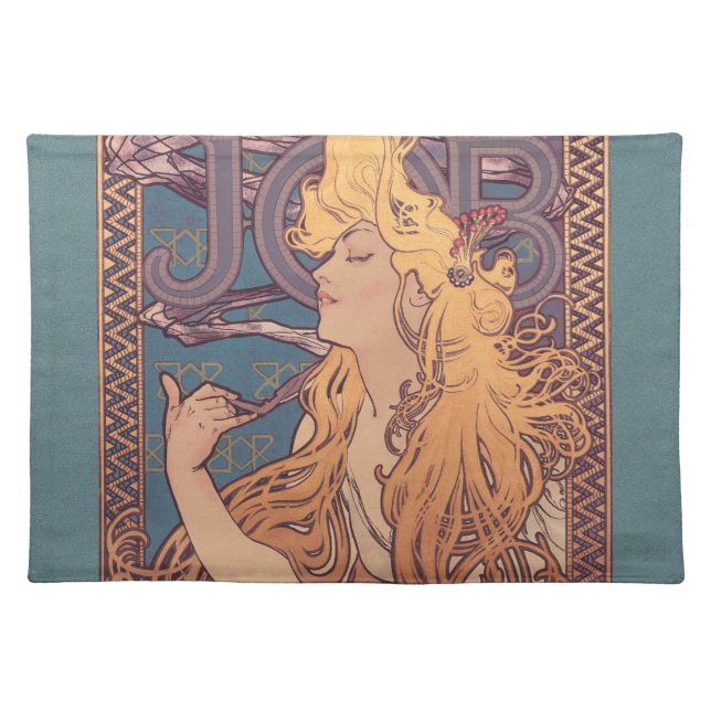 Alfonse Mucha Job Art Nouveau woman Cloth Placemat (Front)