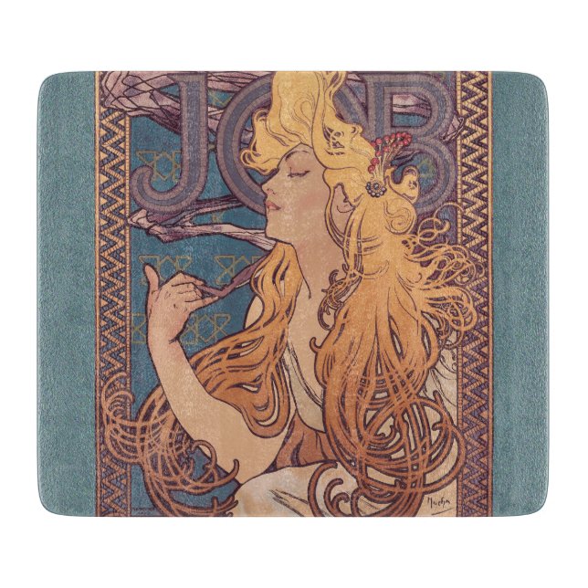 Alfonse Mucha Job Art Nouveau woman Cutting Board (Front)