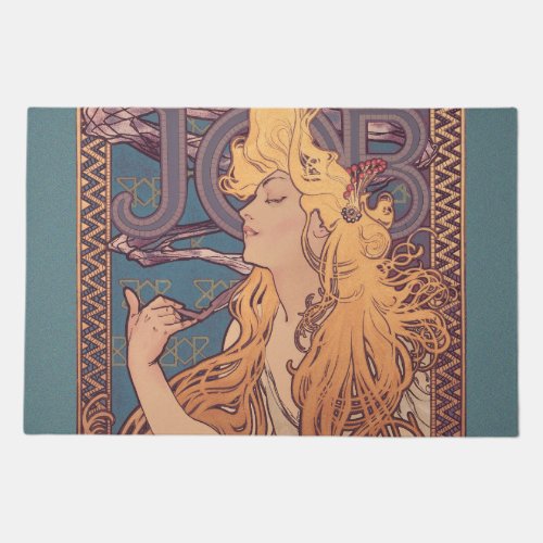 Alfonse Mucha Job Art Nouveau woman Doormat