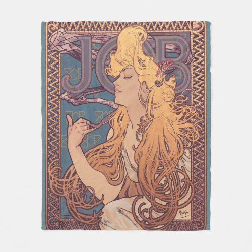 Alfonse Mucha Job Art Nouveau woman Fleece Blanket