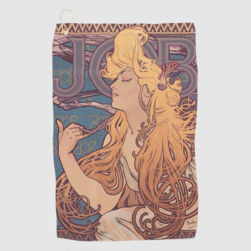 Alfonse Mucha Job Art Nouveau woman Golf Towel