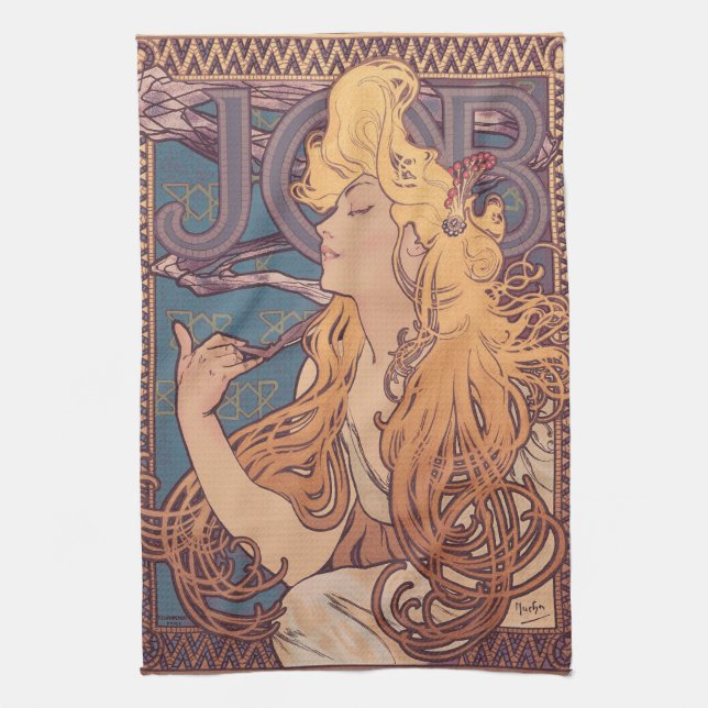 Alfonse Mucha Job Art Nouveau woman Kitchen Towel (Vertical)