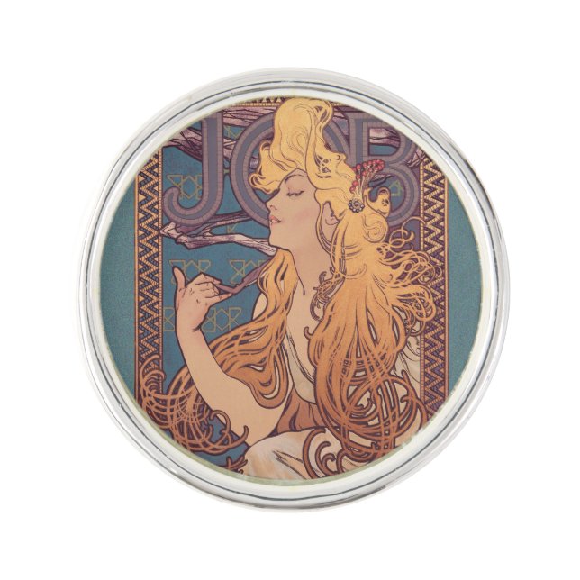 Alfonse Mucha Job Art Nouveau woman Lapel Pin (Front)