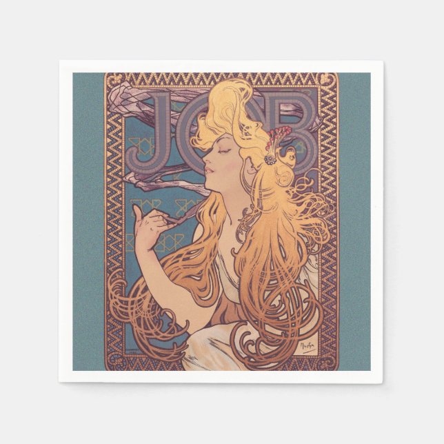 Alfonse Mucha Job Art Nouveau woman Napkins (Front)