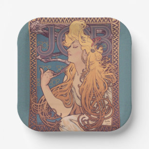 Alfonse Mucha Job Art Nouveau woman Paper Plates
