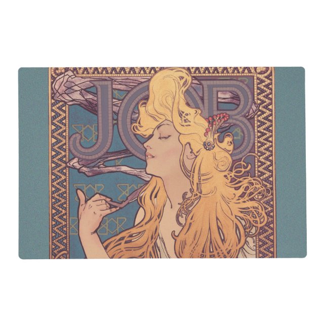 Alfonse Mucha Job Art Nouveau woman Placemat (Front)