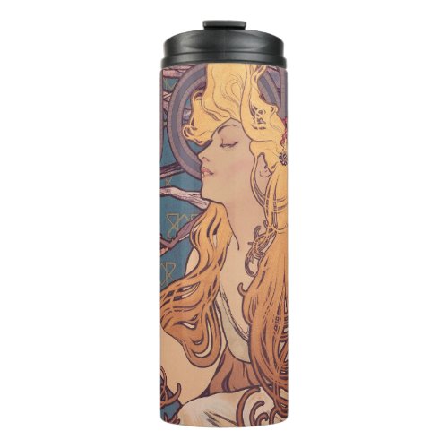 Alfonse Mucha Job Art Nouveau woman Thermal Tumbler