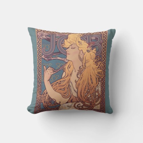 Alfonse Mucha Job Art Nouveau woman Throw Pillow