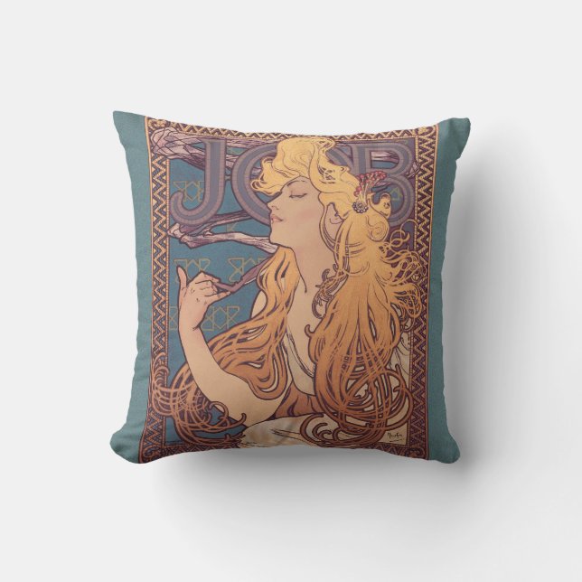 Alfonse Mucha Job Art Nouveau woman Throw Pillow (Front)