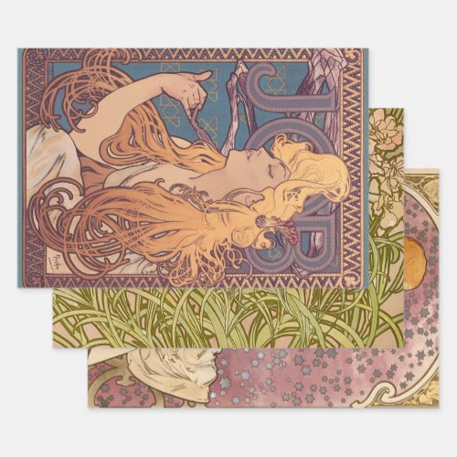 Alfonse Mucha Job Art Nouveau woman Wrapping Paper Sheets