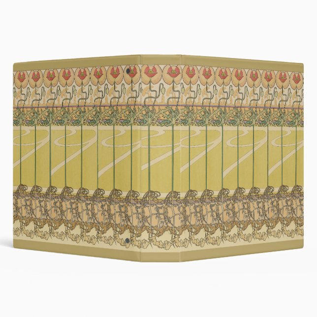 Alfonse Mucha Poppies Art Nouveau Floral Wallpaper 3 Ring Binder (Background)