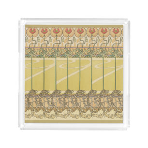 Alfonse Mucha Poppies Art Nouveau Floral Wallpaper Acrylic Tray