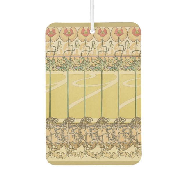 Alfonse Mucha Poppies Art Nouveau Floral Wallpaper Air Freshener (Front)