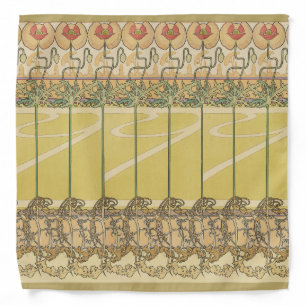 Alfonse Mucha Poppies Art Nouveau Floral Wallpaper Bandana