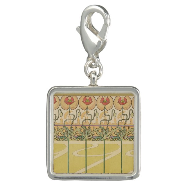 Alfonse Mucha Poppies Art Nouveau Floral Wallpaper Charm (Front)