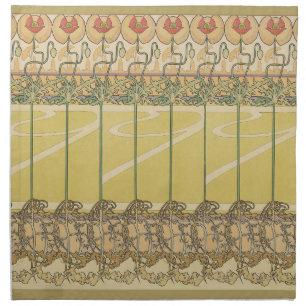 Alfonse Mucha Poppies Art Nouveau Floral Wallpaper Cloth Napkin