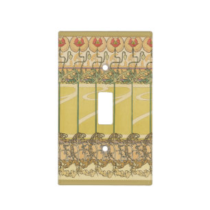 Alfonse Mucha Poppies Art Nouveau Floral Wallpaper Light Switch Cover