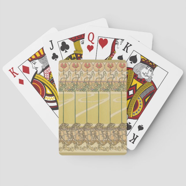 Alfonse Mucha Poppies Art Nouveau Floral Wallpaper Poker Cards (Back)