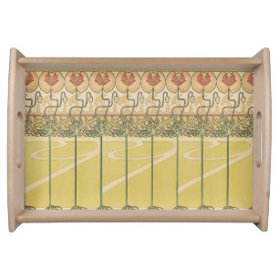 Alfonse Mucha Poppies Art Nouveau Floral Wallpaper Serving Tray