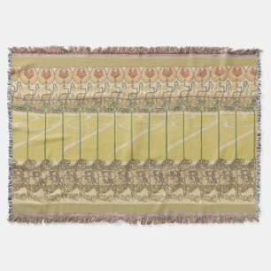 Alfonse Mucha Poppies Art Nouveau Floral Wallpaper Throw Blanket