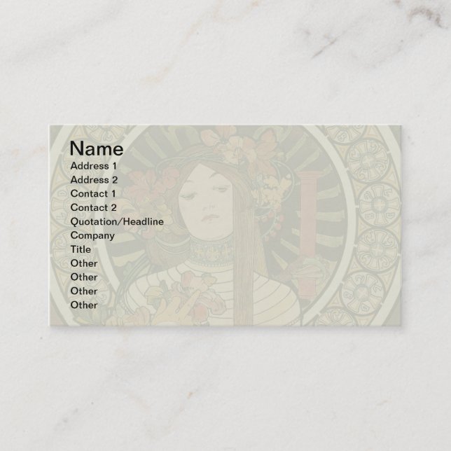 Alfonse Mucha Trappistine Nouveau Business Card (Front)