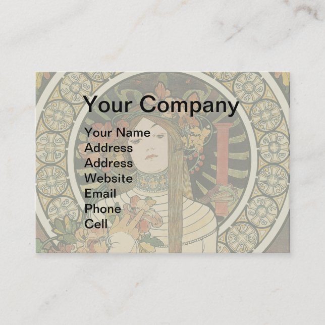 Alfonse Mucha Trappistine Nouveau Business Card (Front)