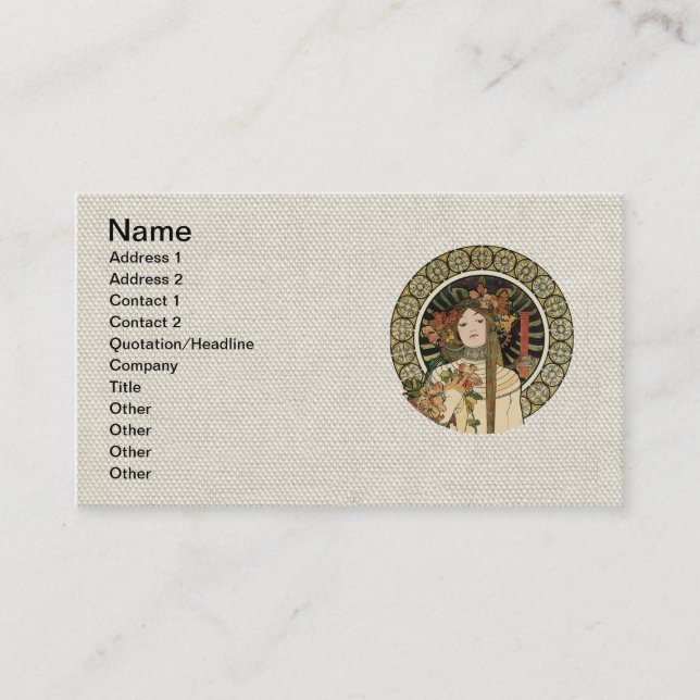Alfonse Mucha Trappistine Nouveau Business Card (Front)
