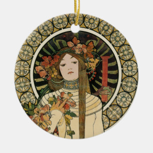 Alfonse Mucha Trappistine Nouveau Ceramic Ornament