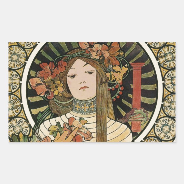 Alfonse Mucha Trappistine Nouveau Rectangular Sticker (Front)