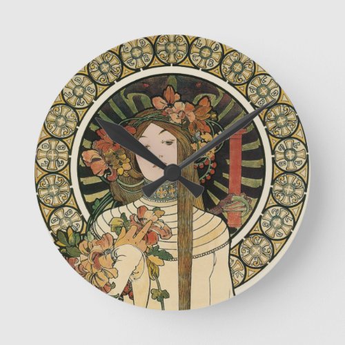 Alfonse Mucha Trappistine Nouveau Round Clock