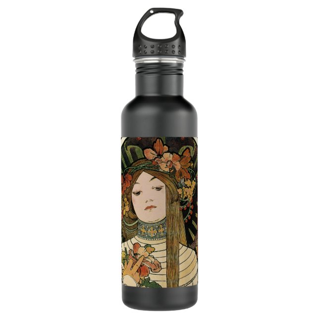 Alfonse Mucha Trappistine Nouveau Stainless Steel Water Bottle (Front)