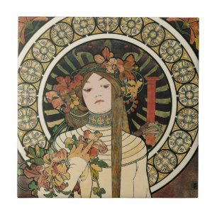 Alfonse Mucha Trappistine Nouveau Tile