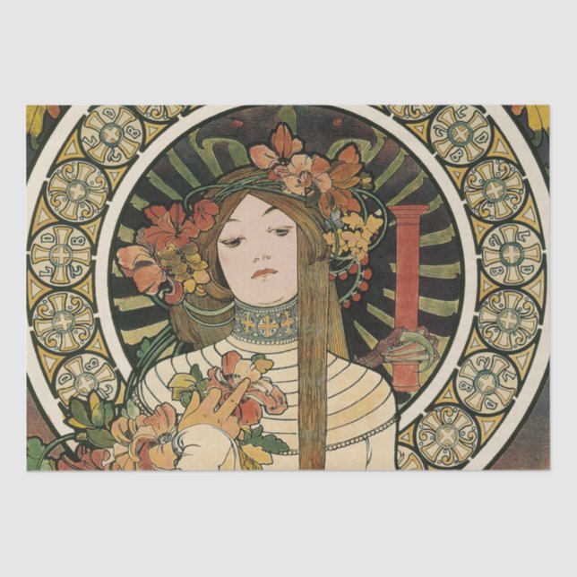 Alfonse Mucha Trappistine Nouveau Tissue Paper (Front)