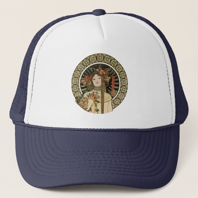 Alfonse Mucha Trappistine Nouveau Trucker Hat (Front)