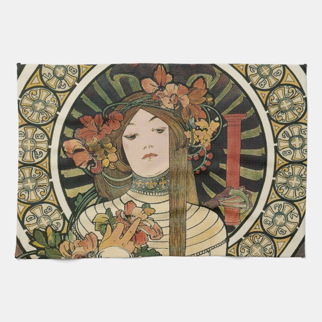 Alfonse Mucha Trappistine Nouveau Vintage Poster Towel (Horizontal)