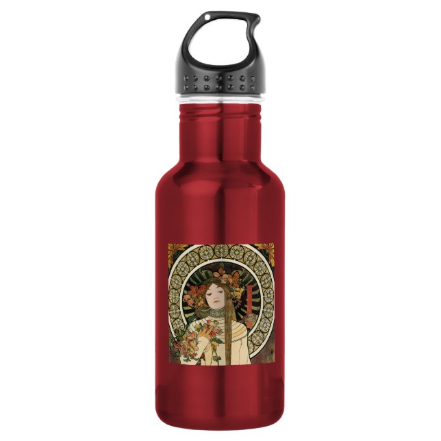 Alfonse Mucha Trappistine Nouveau Water Bottle (Front)
