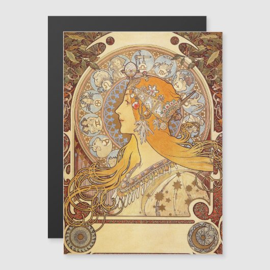 Alfonse Mucha Zodiac Art Nouveau Woman (Front/Back)