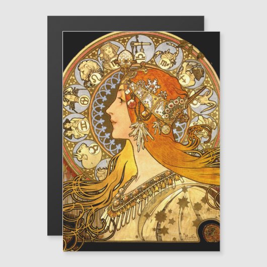Alfonse Mucha Zodiac Art Nouveau Woman (Front/Back)
