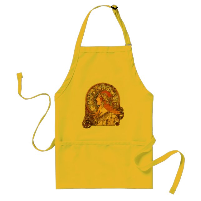 Alfonse Mucha Zodiac Art Nouveau Woman Adult Apron (Front)